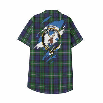Forbes Clan Crest In Me Tartan Kid Hawaiian Shirt Scotland Flag Style