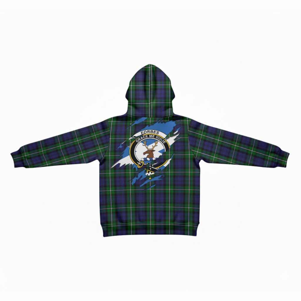 Forbes Clan Crest In Me Tartan Kid Hoodie Scotland Flag Style