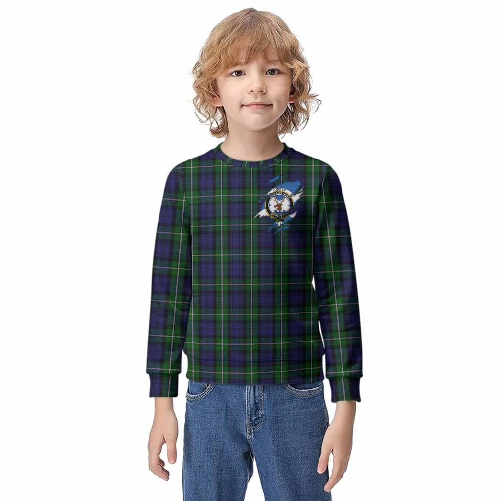 Forbes Clan Crest In Me Tartan Kid Knitted Sweatshirt Scotland Flag Style