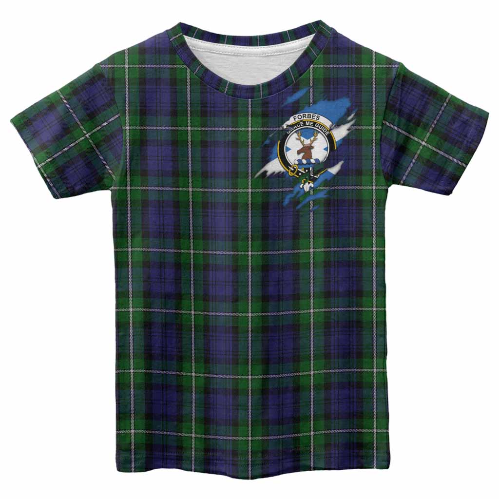 Forbes Clan Crest In Me Tartan Kid T-shirt Scotland Flag Style