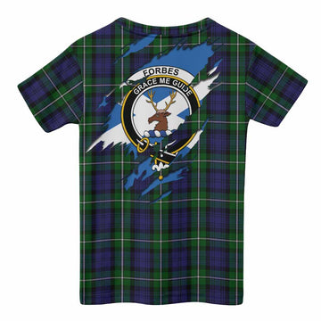 Forbes Clan Crest In Me Tartan Kid T-shirt Scotland Flag Style