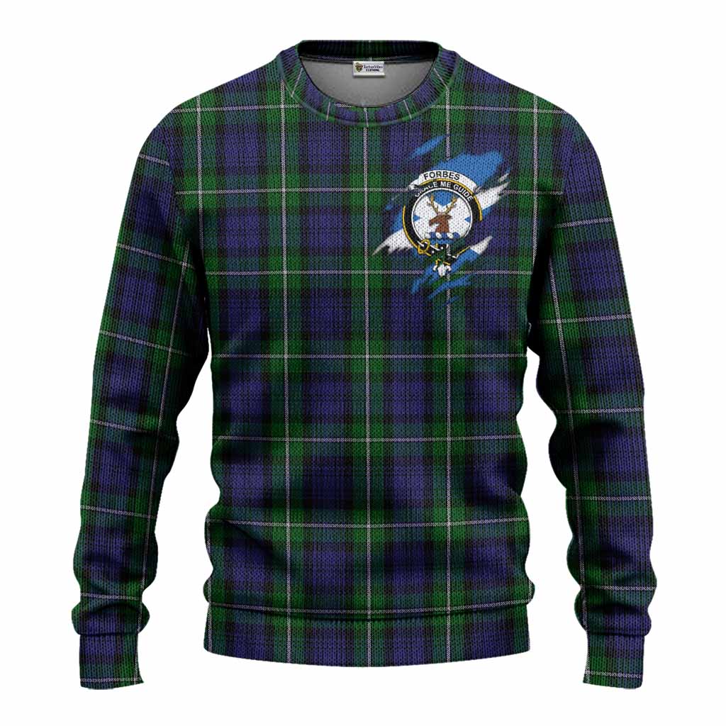 Forbes Clan Crest In Me Tartan Knitted Sweater Scotland Flag Style