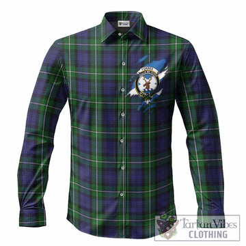 Forbes Clan Crest In Me Tartan Long Sleeve Button Shirts Scotland Flag Style