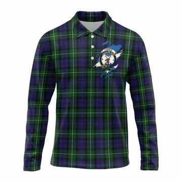 Forbes Clan Crest In Me Tartan Long Sleeve Polo Shirt Scotland Flag Style