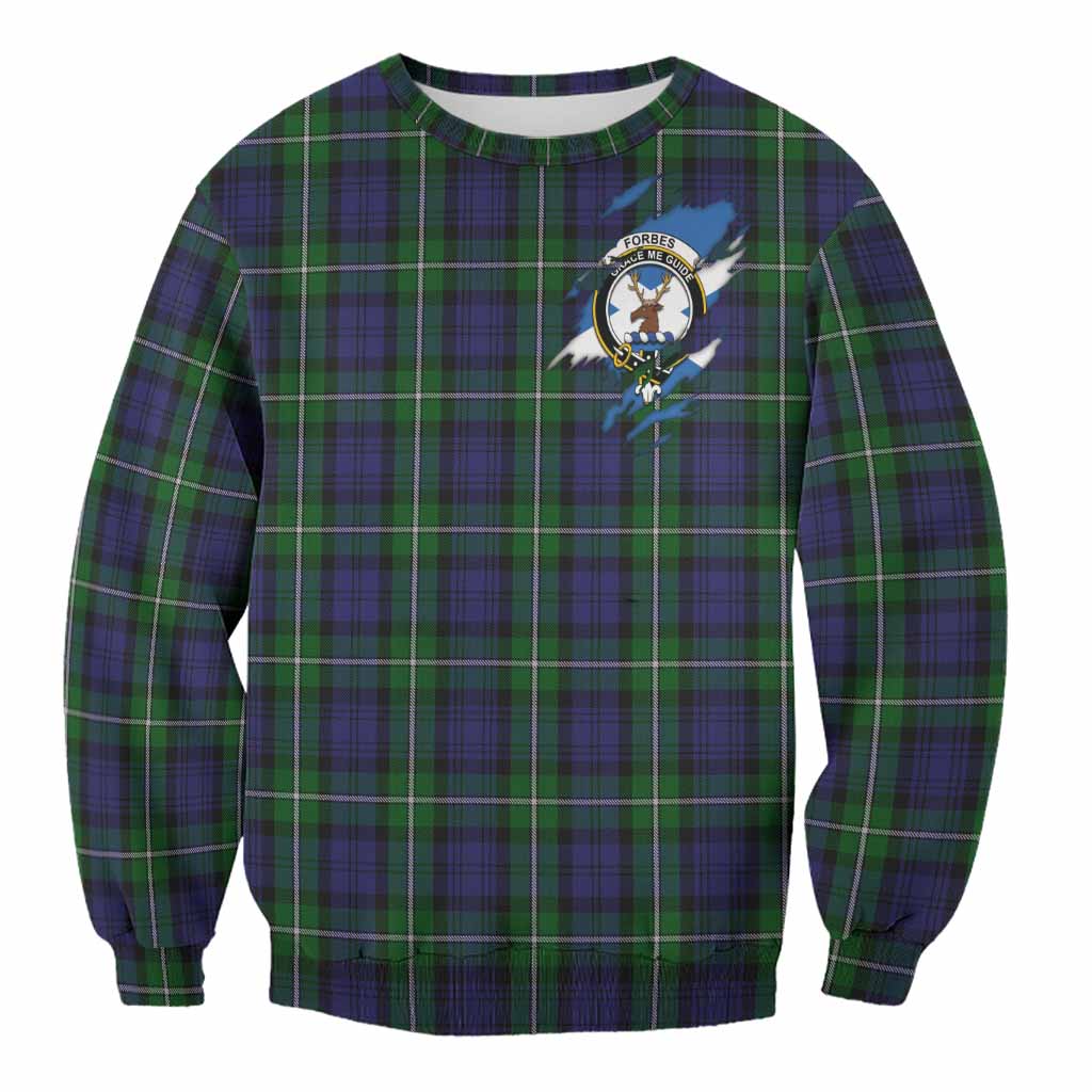Forbes Clan Crest In Me Tartan Sweatshirt Scotland Flag Style