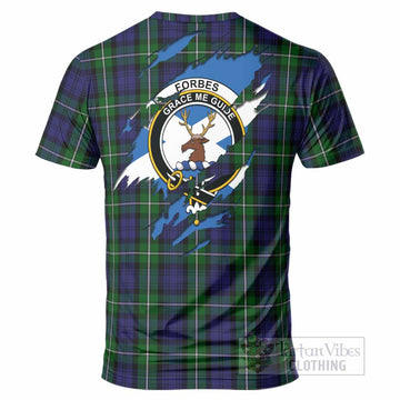 Forbes Clan Crest In Me Tartan T-Shirt Scotland Flag Style