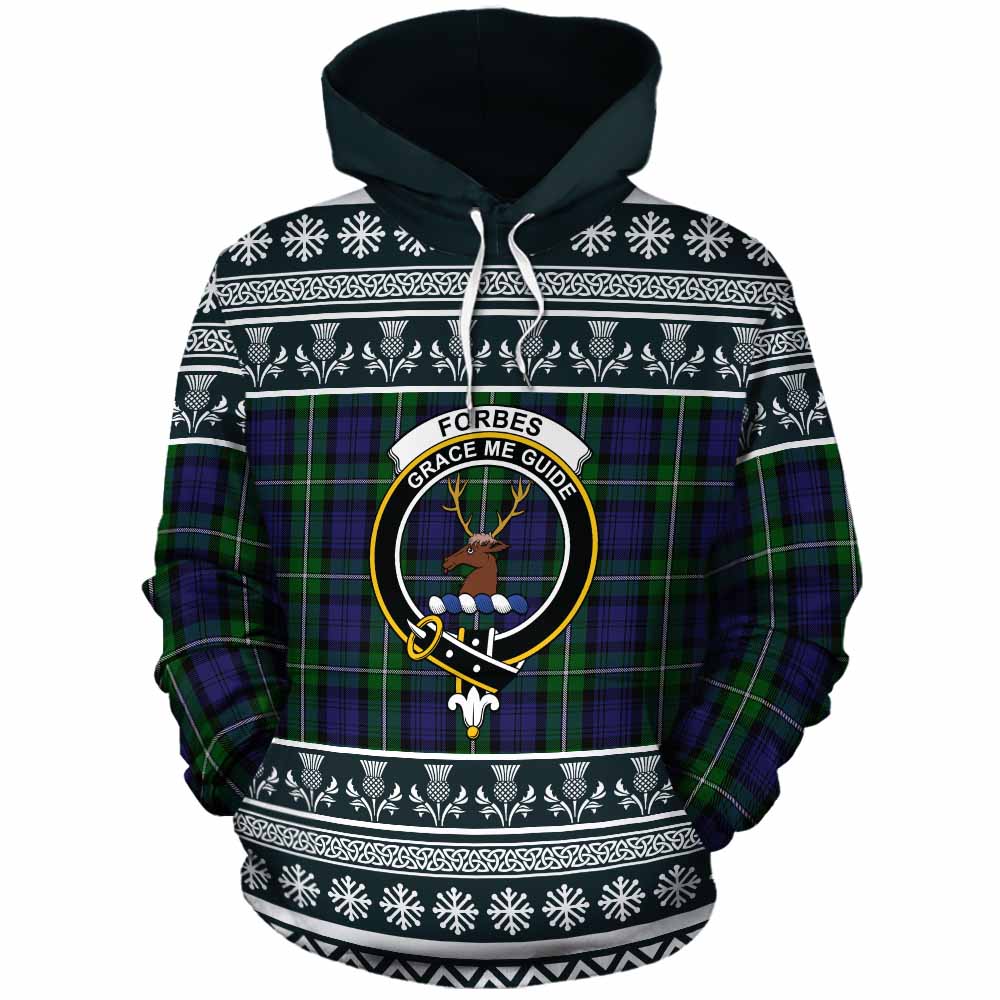 Forbes Clan Tartan Christmas Cotton Hoodie with Family Crest - Tartan Vibes Clothing