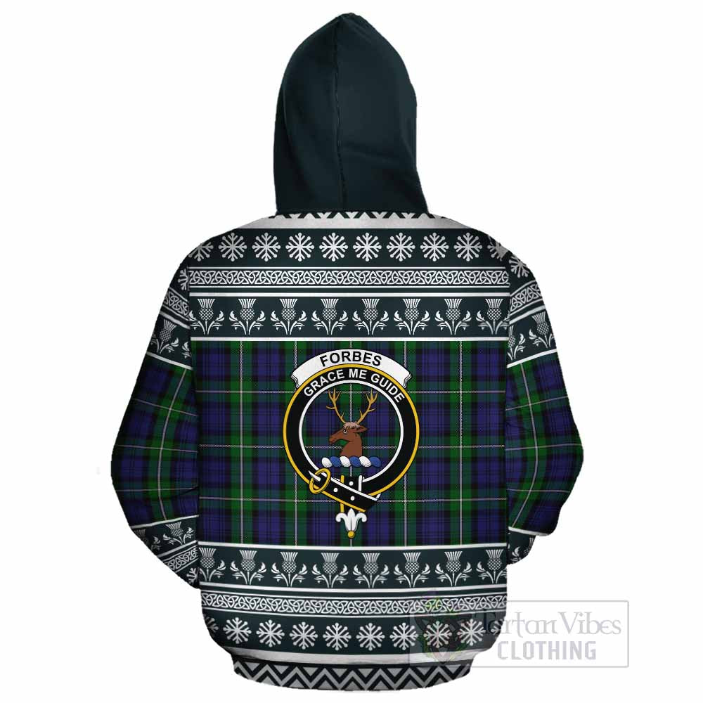 Forbes Clan Tartan Christmas Cotton Hoodie with Family Crest - Tartan Vibes Clothing