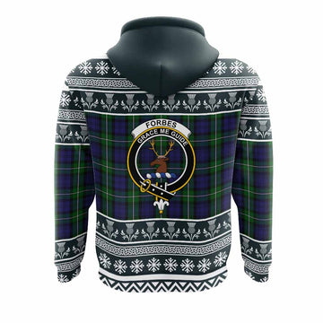 Forbes Clan Tartan Christmas Hoodie with Family Crest