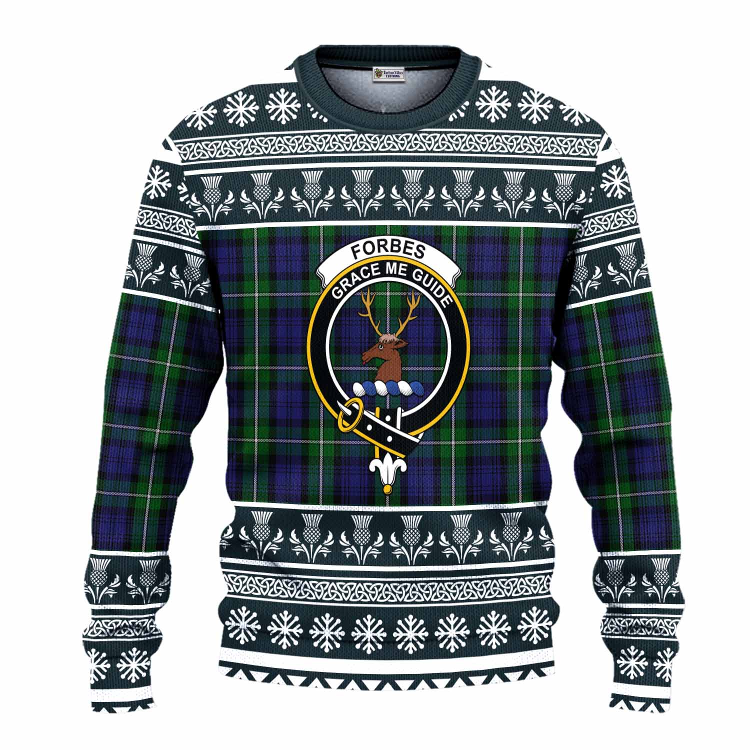 Forbes Clan Tartan Christmas Ugly Sweater with Family Crest - Tartan Vibes Clothing