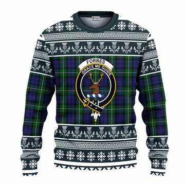 Forbes Clan Tartan Christmas Ugly Sweater with Family Crest