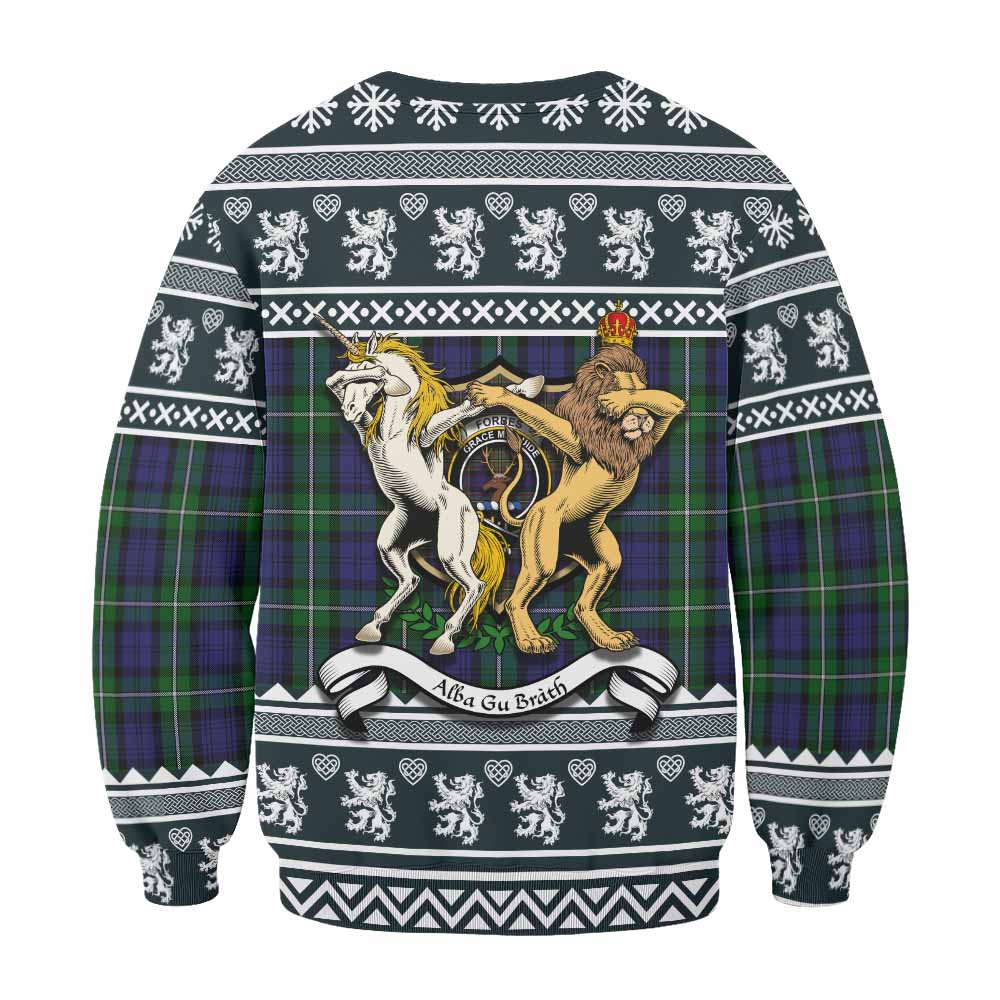 Forbes Clan Tartan Crest Christmas Sweatshirt Coat of Arms Funny Style - Tartan Vibes Clothing