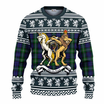 Forbes Clan Tartan Crest Christmas Ugly Sweater Coat of Arms Funny Style
