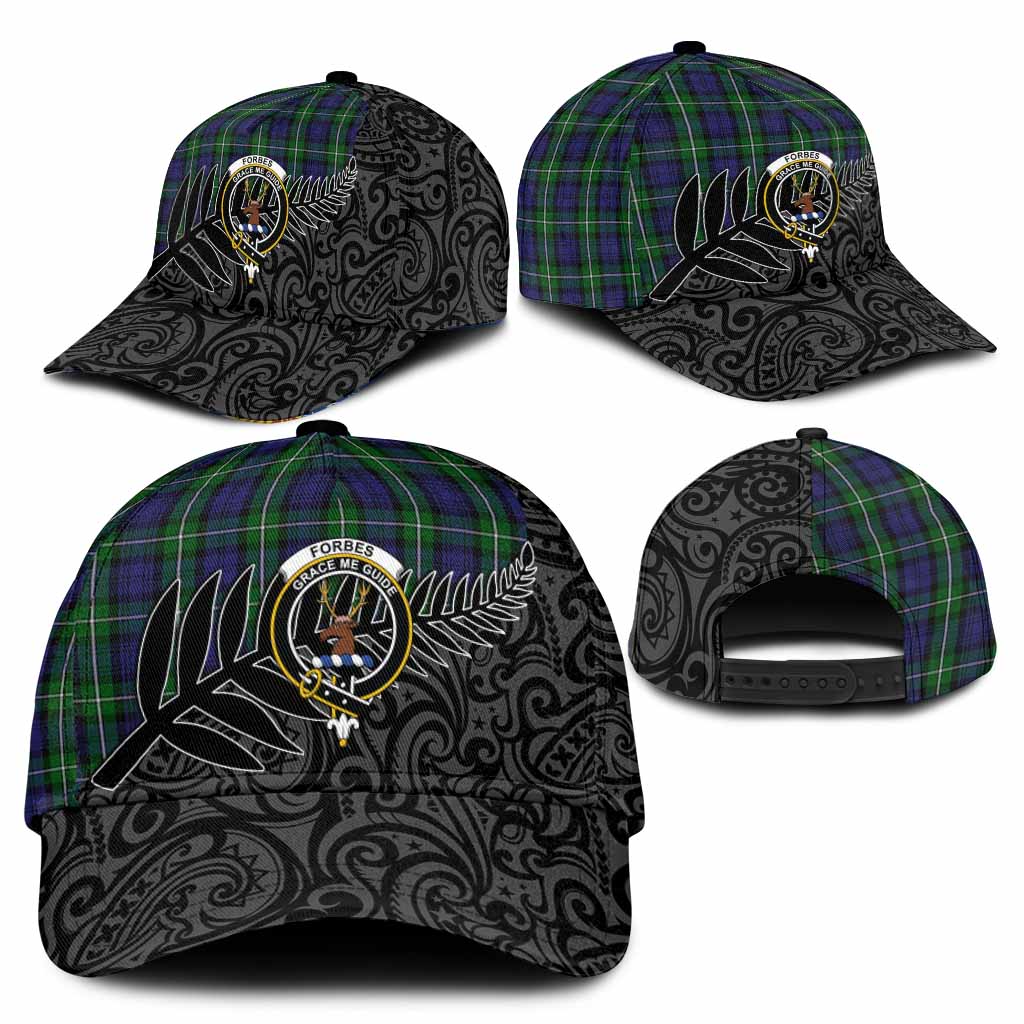 Forbes Crest Tartan Classic Cap with New Zealand Silver Fern Half Style