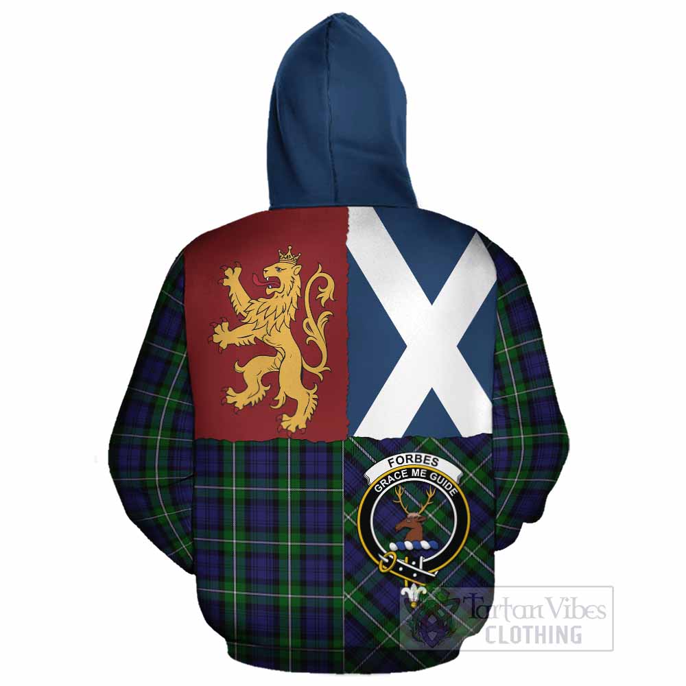 Forbes Crest Tartan Cotton Hoodie with Lion Rampant Saltire Style - Tartan Vibes Clothing