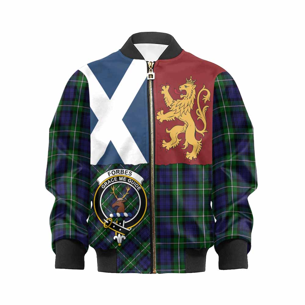 Forbes Crest Tartan Kid Bomber Jacket with Lion Rampant Saltire Style - Tartan Vibes Clothing