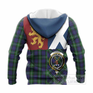 Forbes Crest Tartan Knitted Hoodie with Lion Rampant Saltire Style