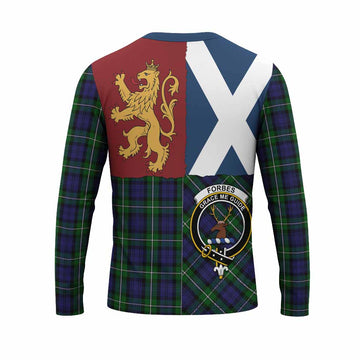 Forbes Crest Tartan Long Sleeve T-Shirt with Lion Rampant Saltire Style