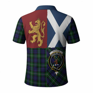 Forbes Crest Tartan Polo Shirt with Lion Rampant Saltire Style
