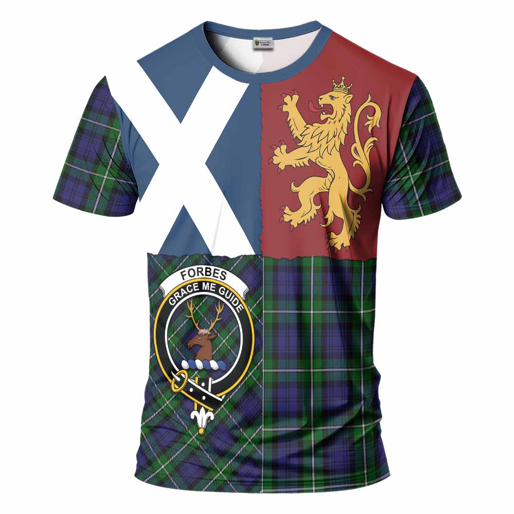 Forbes Crest Tartan T-Shirt with Lion Rampant Saltire Style