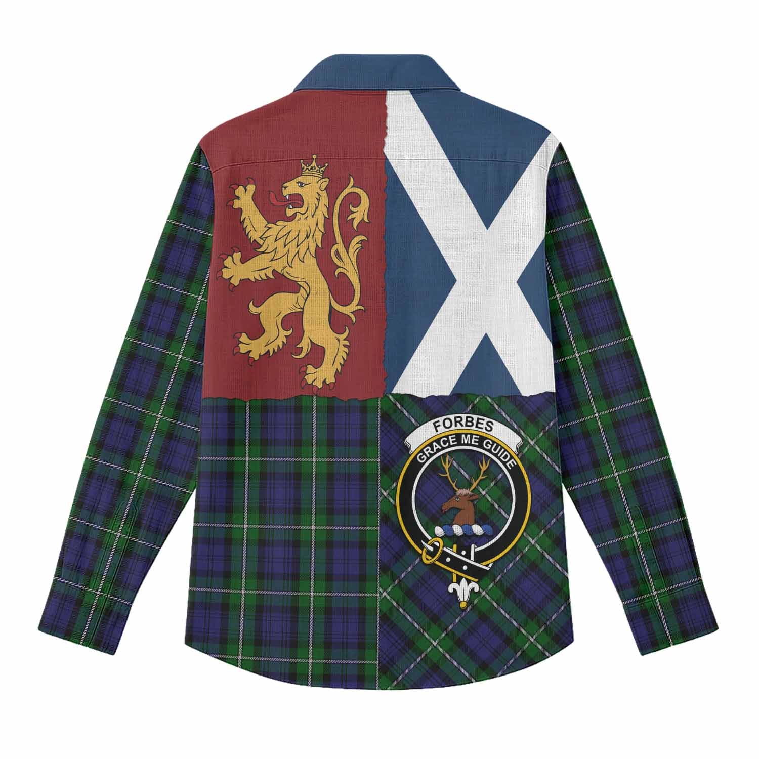 Forbes Crest Tartan Women Casual Shirt with Lion Rampant Saltire Style