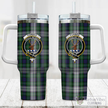 Forbes Dress Tartan and Family Crest Tumbler with Handle