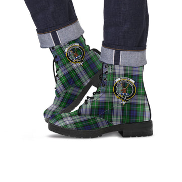 Forbes Dress Tartan Leather Boots with Family Crest