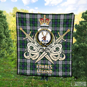 Forbes Dress Tartan Quilt with Clan Crest and the Golden Sword of Courageous Legacy