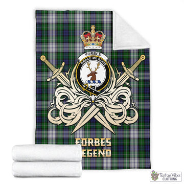 Forbes Dress Tartan Blanket with Clan Crest and the Golden Sword of Courageous Legacy
