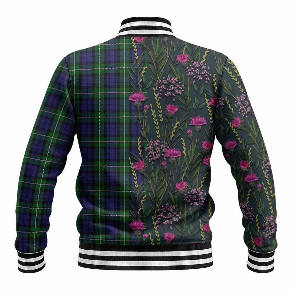Forbes Family Crest Tartan Baseball Jacket Scottish Thistle Flower Pattern Half Style - Tartan Vibes Clothing