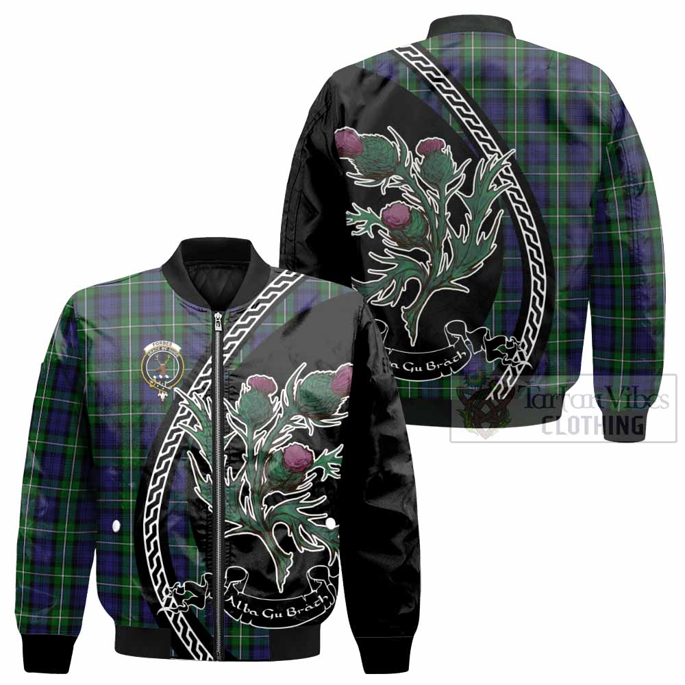 Forbes Family Crest Tartan Bomber Jacket Alba Thistle Inspired - Tartan Vibes Clothing