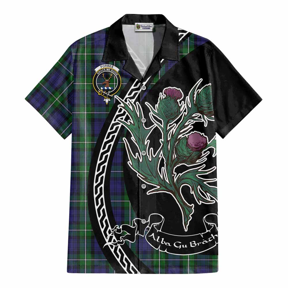 Forbes Family Crest Tartan Cotton Hawaiian Shirt Alba Thistle Inspired - Tartan Vibes Clothing