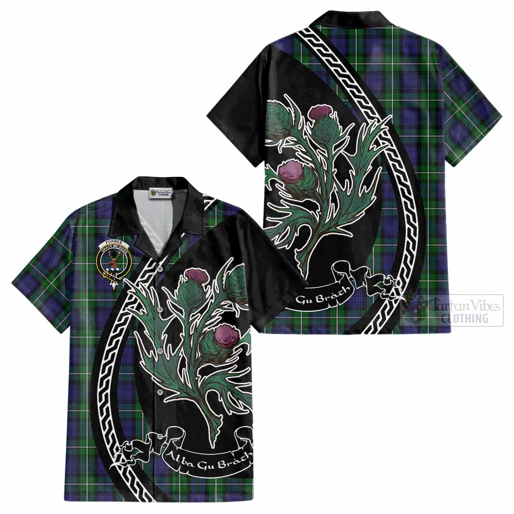 Forbes Family Crest Tartan Cotton Hawaiian Shirt Alba Thistle Inspired - Tartan Vibes Clothing