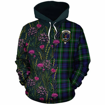 Forbes Family Crest Tartan Cotton Hoodie Scottish Thistle Flower Pattern Half Style - Tartan Vibes Clothing