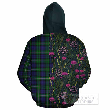 Forbes Family Crest Tartan Cotton Hoodie Scottish Thistle Flower Pattern Half Style - Tartan Vibes Clothing