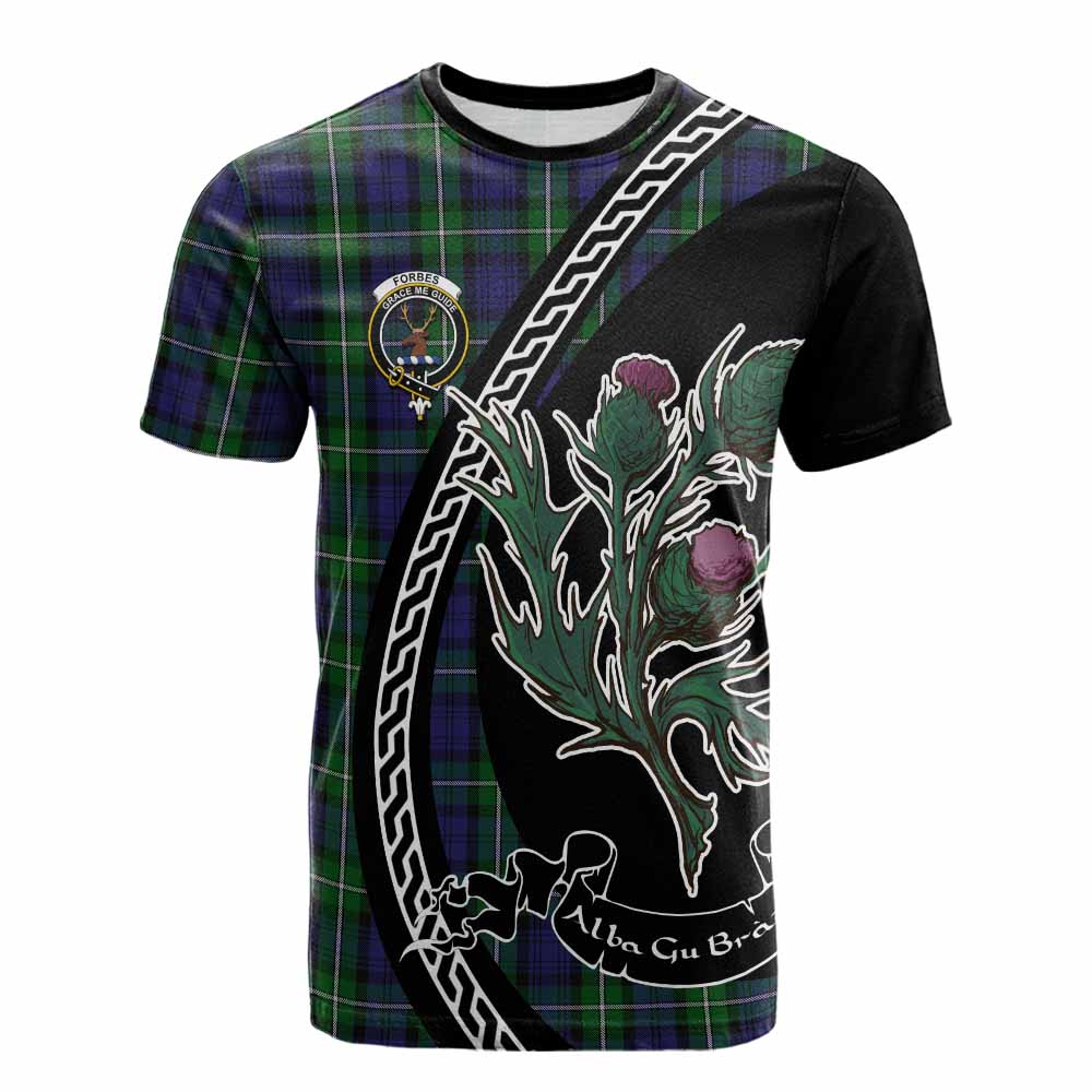 Forbes Family Crest Tartan Cotton T-shirt Alba Thistle Inspired - Tartan Vibes Clothing