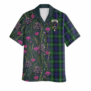 Forbes Family Crest Tartan Hawaiian Shirt Scottish Thistle Flower Pattern Half Style - Tartan Vibes Clothing