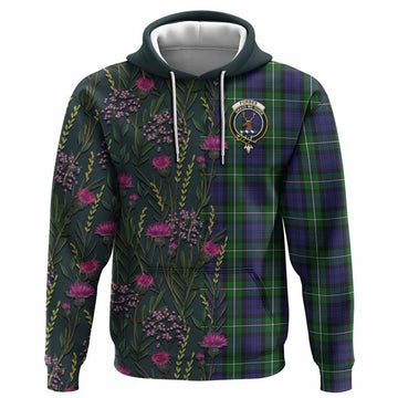 Forbes Family Crest Tartan Hoodie Scottish Thistle Flower Pattern Half Style