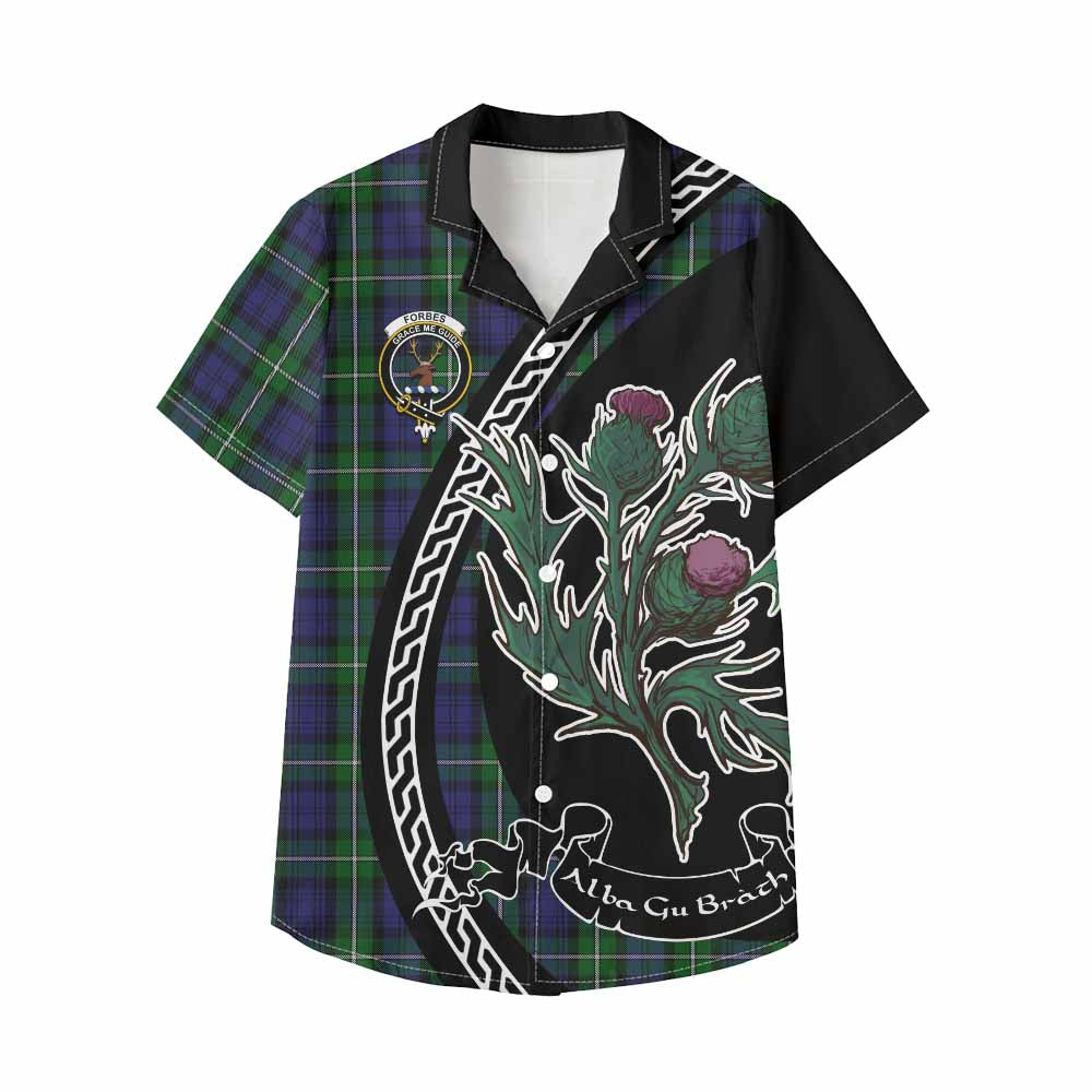 Forbes Family Crest Tartan Kid Hawaiian Shirt Alba Thistle Inspired - Tartan Vibes Clothing