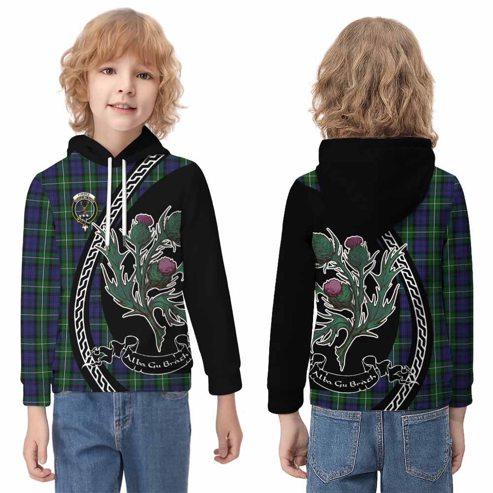 Forbes Family Crest Tartan Kid Hoodie Alba Thistle Inspired - Tartan Vibes Clothing