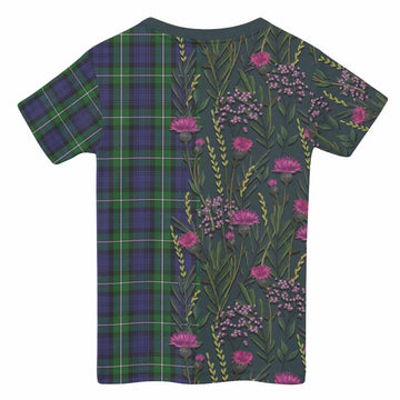 Forbes Family Crest Tartan Kid T-shirt Scottish Thistle Flower Pattern Half Style