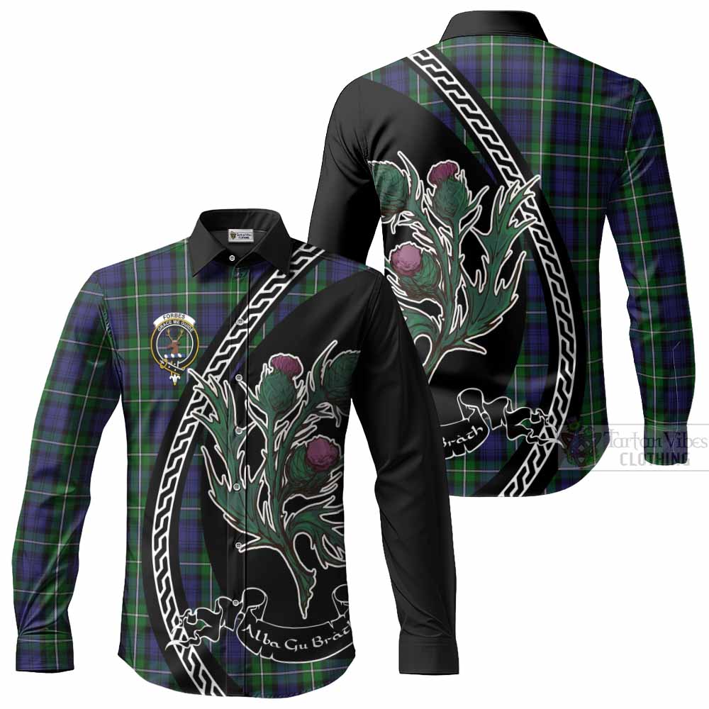 Forbes Family Crest Tartan Long Sleeve Button Shirts Alba Thistle Inspired - Tartan Vibes Clothing