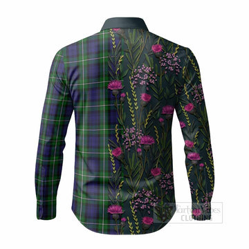 Forbes Family Crest Tartan Long Sleeve Button Shirts Scottish Thistle Flower Pattern Half Style