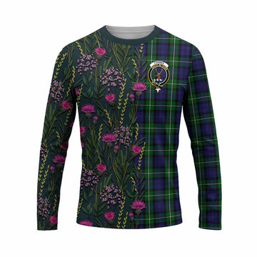 Forbes Family Crest Tartan Long Sleeve T-Shirt Scottish Thistle Flower Pattern Half Style - Tartan Vibes Clothing