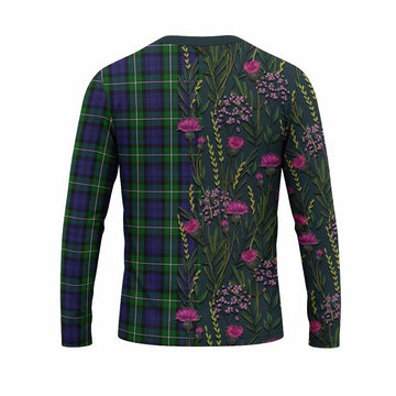 Forbes Family Crest Tartan Long Sleeve T-Shirt Scottish Thistle Flower Pattern Half Style - Tartan Vibes Clothing