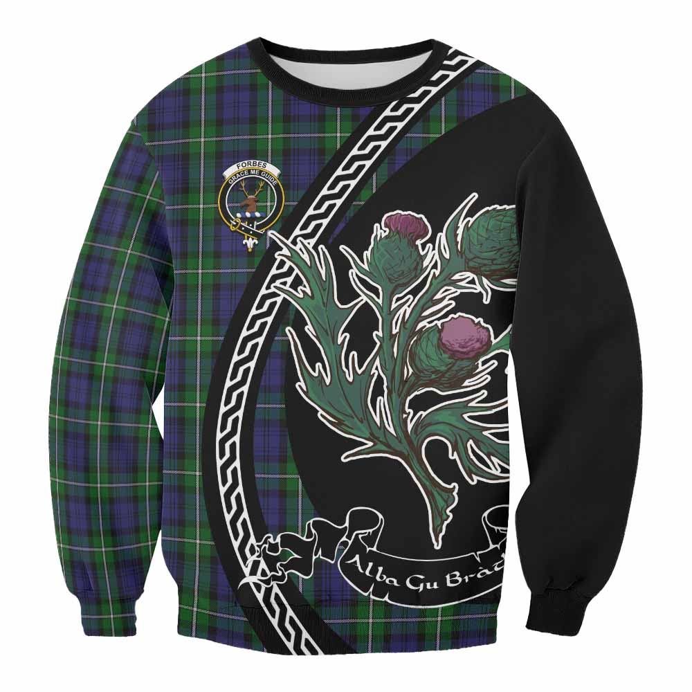 Forbes Family Crest Tartan Sweatshirt Alba Thistle Inspired - Tartan Vibes Clothing