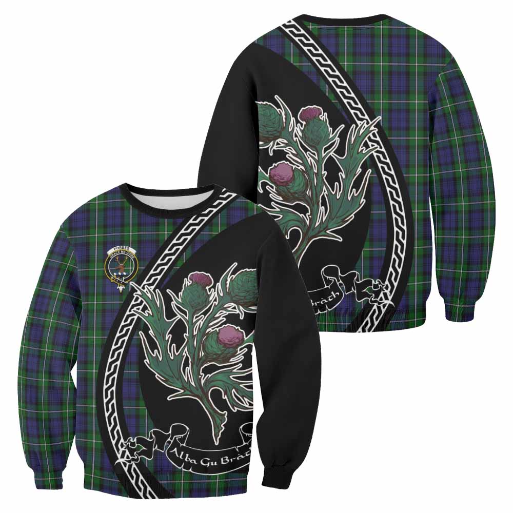 Forbes Family Crest Tartan Sweatshirt Alba Thistle Inspired - Tartan Vibes Clothing