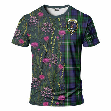 Forbes Family Crest Tartan T-Shirt Scottish Thistle Flower Pattern Half Style - Tartan Vibes Clothing