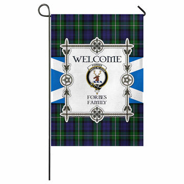 Forbes Family Crest Tartan Welcome Garden Flag Saltire Harmony Style