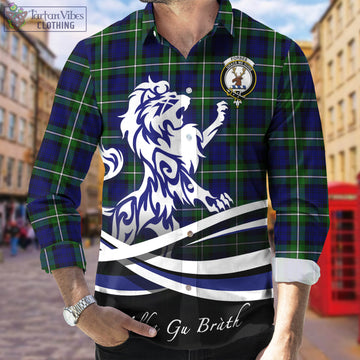 Forbes Modern Tartan Long Sleeve Button Up Shirt with Alba Gu Brath Regal Lion Emblem